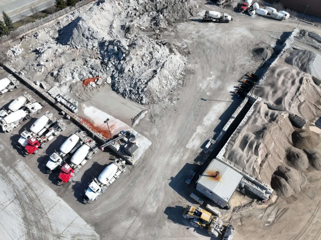 Rendered 3D Aerial View Of A Construction Site